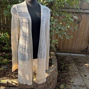 Cream Women’s Open Knit Cotton Cardigan. Size Small
